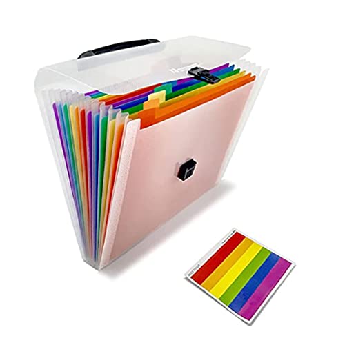SummerZee Plastic Expanding Accordion Folders, Letter Size Portable Document Holder, A4 File Organizer, 13 Pockets-Handle