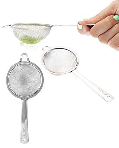 Book Cover Teami Very Fine Mesh Strainer - Easy to Clean 3 Inch Durable Stainless Steel Mini Sifter - Best for Matcha Green Tea Powder or Cocktail - Dishwasher Safe