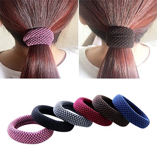Khalee Hair Elastics Tie Stretch Ponytail Band Thick Hairs Elastics, 6 PCS