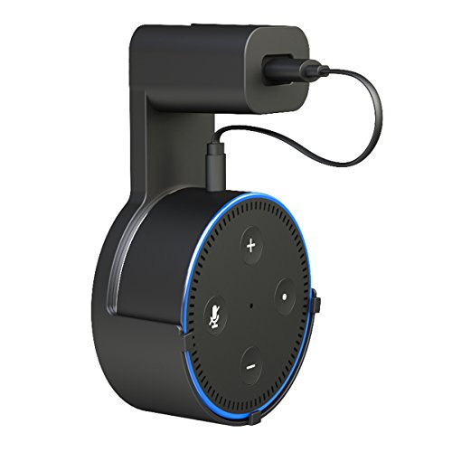 Echo Dot Wall Mount Hanger Stand for Dot 2nd Generation Case Hardware Brackets Hanger Stand Holder Compact Plug in Kitchens Bathroom (Black)