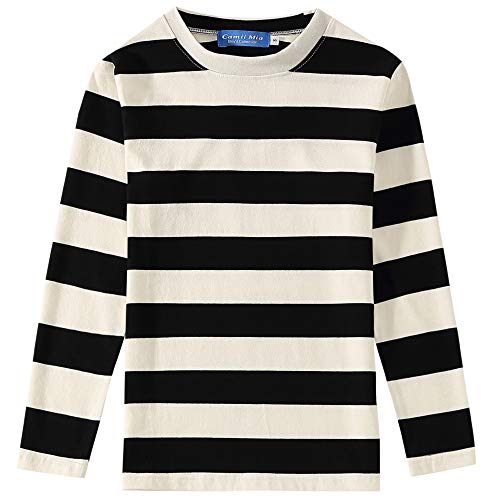 SSLR Big Boys Tshirts Crew Neck Casual Tee Long Sleeve Stripe T Shirts for Kids