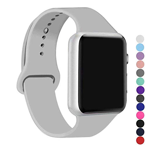 Book Cover ic6Space Apple Watch Band Premium Soft Silicone Sports Replacement Strap for Apple Watch Series 3 Series 2 Series 138mm or 42mm(Clouds Gray 38mm-s/m)