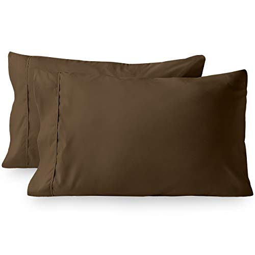 Book Cover Bare Home Premium 1800 Ultra-Soft Microfiber Pillowcase Set - Double Brushed - Hypoallergenic - Wrinkle Resistant (King Pillowcase Set of 2, Cocoa)