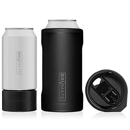 Book Cover BrüMate HOPSULATOR TRíO 3-in-1 Stainless Steel Insulated Can Cooler, Works With 12 Oz, 16 Oz Cans And As A Pint Glass (Matte Black)