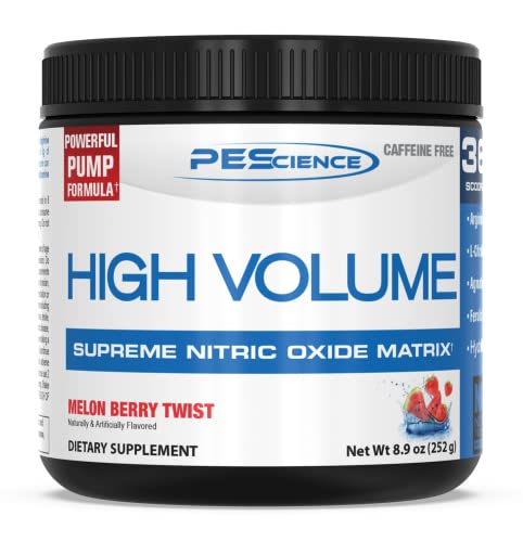 Book Cover PEScience High Volume Nitric Oxide Booster Pre Workout Powder with L Arginine Nitrate, Melon Berry, 36 Scoops, Caffeine Free