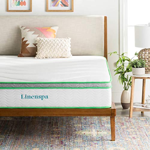 LINENSPA 10 Inch Latex Hybrid Mattress - Supportive - Responsive Feel - Medium Firm - Temperature Neutral - Full