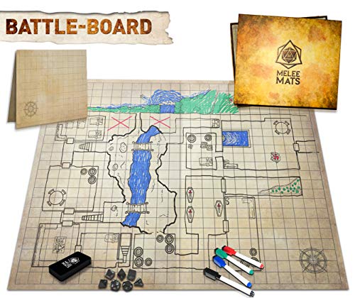 Book Cover The Original Battle Grid Game Board - 23x27 - Dungeons and Dragons Set - Dry Erase Square & Hex RPG Miniatures Mat - DND 5th Edition Table Top Role Playing Dice Map - D&D Wizards of The Coast