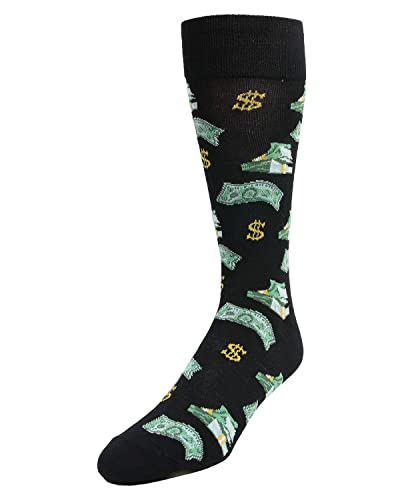 MeMoi Money Bags Cash Print Bamboo Blend Men's Crew Socks
