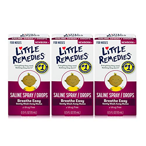 Book Cover Little Remedies Saline Spray and Drops, Safe for Newborns, 0.5 fl oz, 3 Pack