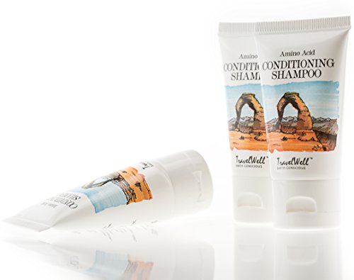 TRAVELWELL Landscape Series Hotel Toiletries Amenities Travel Size Guest Shampoo & Conditioner 2 in 1, 1.0 Fl Oz/30ml, Individually Wrapped 50 Tubes per Box