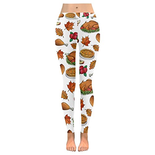InterestPrint Custom Autumn Thanksgiving Turkey Stretchy Capri Leggings Skinny Pants for Yoga Running Pilates Gym(2XS-5XL)