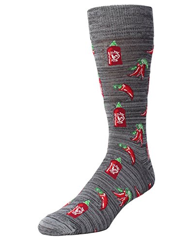 MeMoi Hot Stuff Sriracha Socks | Men's Fun Crazy Novelty Socks Asphalt MMF 000006 One Size 10-13