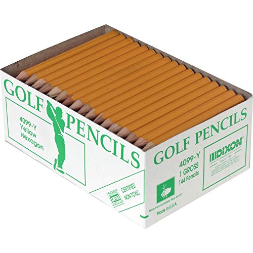 Dixon Golf Pencil, Hexagonal Barrel, Yellow Finish (2 Boxes)