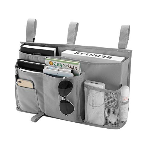 Bseash 8 Pockets 600D Oxford Cloth Caddy Hanging Organizer Bedside Storage Bag for Bunk and Hospital Beds,Dorm Rooms Bed Rails (Gray)