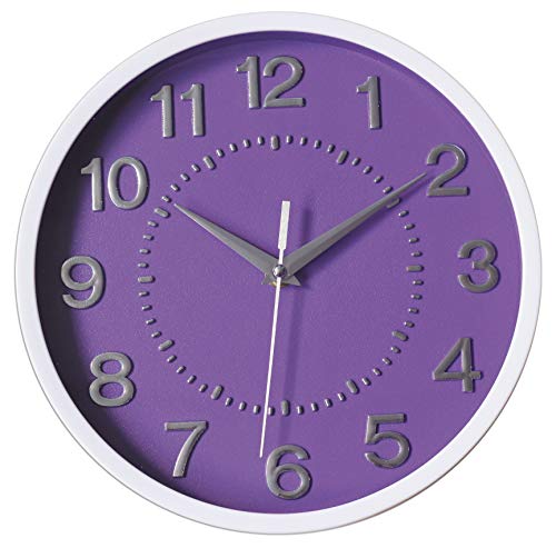 Book Cover Decor Silent Wall Clock 10 Inches 3D Numbers Non-Ticking Decorative Wall Clock Battery Operated Round Easy to Read for School/Home/Office/Hotel