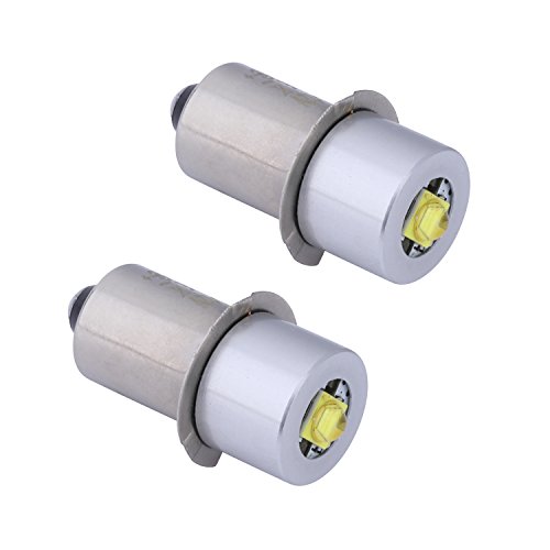 Jomitop 2 Pack P13.5S LED Replacement Bulbs DC 3W 4-12V Upgrade Bulb for Maglite Led Conversion Kit on 3 4 5 6 Cell Lantern Flashlight Torch