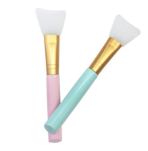 Lemoncy 2 pc Silicone Facial Mask Brush Hairless Face Mask Brush Makeup Applicator Brush Mask Mud Brush Tools Mask Applicator Makeup Cosmetic Brush for Facial Eye Body Mask DIY Needs