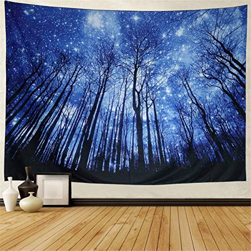 Book Cover Prabahdak Forest Trees Tapestry Starry Night Tapestry Fantastic Galaxy Landscape Tapestry Wall Hanging for Dorm Living Room Bedroom