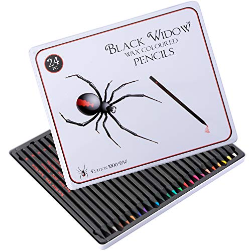 Book Cover Black Widow Colored Pencils For Adults - 24 Coloring Pencils With Smooth Pigments - Best Color Pencil Set For Adult Coloring Books And Drawing.