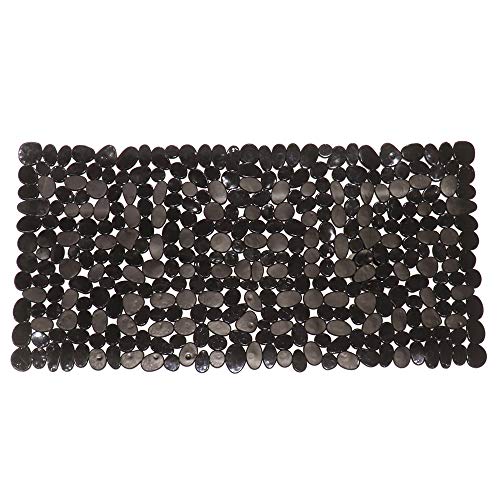 Non-Slip Pebbles Stone Bath Mats,Slip-Resistant Pebble Shower Mats, Anti-Slip Bathtub Mats, Machine Washable (Black, 14" W x 27" L, Please Check The Size)