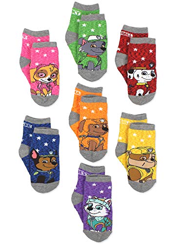 Book Cover Paw Patrol Boys Girls 7 pack Socks with Grippers (Shoe: 7-10 (Sock:4-6), Grey/Multi)
