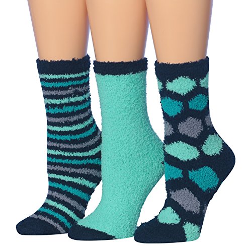 Book Cover Tipi Toe Women's 3-Pairs Cozy Microfiber Anti-Skid Soft Fuzzy Crew Socks