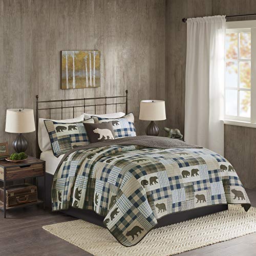 Book Cover Woolrich Reversible Quilt Cabin Lifestyle Design - All Season, Breathable Coverlet Bedspread Bedding Set, Matching Shams, Full/Queen(92