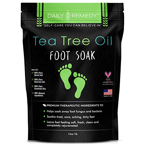 Book Cover Tea Tree Oil Foot Soak with Epsom Salt - Made in USA - for Toenail Fungus, Athletes Foot, Stubborn Foot Odor Scent, Fungal, Softens Calluses & Soothes Sore Tired Feet - 16 Ounces