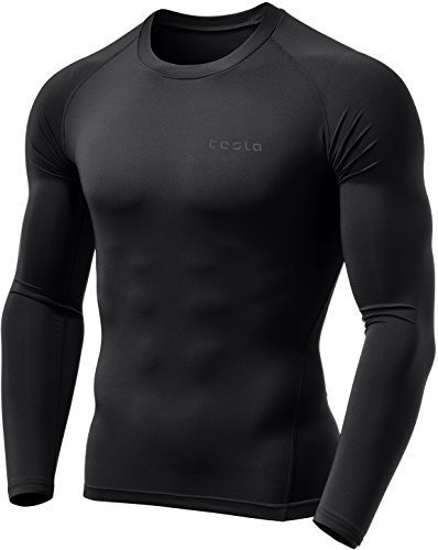 Book Cover Tesla CLSL TM-YUD34-BLK_Large Men's Thermal Wintergear Compression Baselayer Long Sleeve Top YUD34