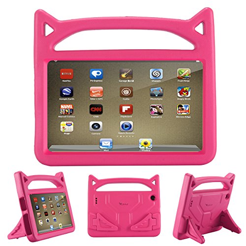 Book Cover All-New Fire 7 2019 Case,Fire 7 Tablet Case,Riaour Kids Shock Proof Protective Cover Case for Amazon Fire 7 Tablets (Compatible with 5th Generation 2015/7th Generation 2017/9th Generation 2019) (Rose)