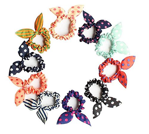 10PCS Rabbit Ear Hair Bands Bow Ties Ponytail Holder Elastic Cotton Stretch Hair Ties Hair Styling Tools Headband Scrunchie Hair Acdessories for Girls Toddlers for Girls and Toddlers (Color Random)
