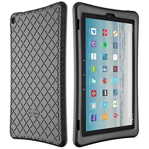 Book Cover Bear Motion Silicone Case for Fire HD 10 2017 - Anti Slip Shockproof Light Weight Kids Friendly Protective Case for All-New Fire HD 10 Tablet with Alexa (2017 Model) (Fire HD 10 2017, Black)
