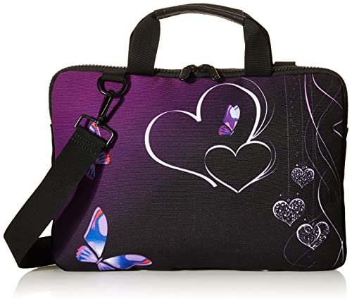 iColor Purple Butterflies Canvas Laptop Carrying Shoulder Sleeve Case Protective Bag Briefcase Fits 11.6 12 12.9 13 13.3 Inches Laptop Ultrabook Netbook CSH-05