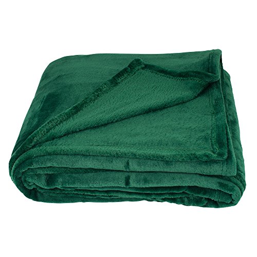 Book Cover SOCHOW Flannel Fleece Blanket Twin Size, All Season Super Soft Cozy Blanket for Bed or Couch, Green