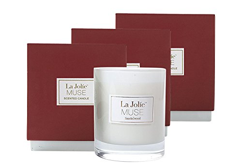 Pack 3 Scented Candles Sandalwood Black Currant Soy Wax Jar Candle, 8 oz Each - No Lid