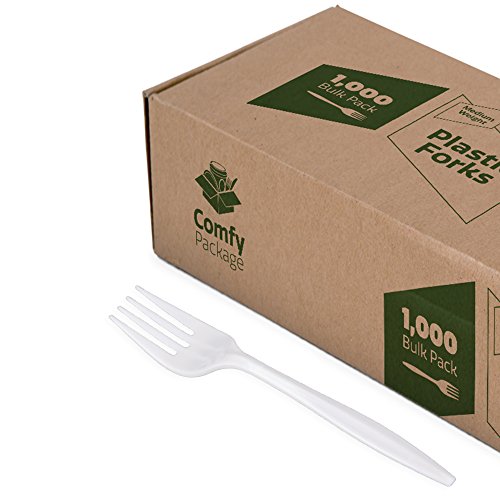 Book Cover Plastic Forks Medium Weight - White (1000 Count)