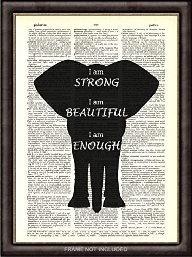 Black Elephant Dictionary Art Print - Inspirational Quotes Upcycled Vintage Wall Decor Dictionary Page Art Unframed