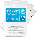 Shop4Mailers 19x24 Clear Poly Bag with Suffocation Warning – Self-Seal Adhesive, 1.5 Mil Clear Bag for FBA, Packaging Bags, Clothes Storage, & Shipping Bags – Resealable Poly Mailers (Pack of 100)