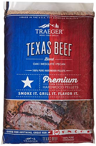 Book Cover Traeger Grills PEL328 Texas Beef Blend 100% All-Natural Hardwood Pellets - Grill, Smoke, Bake, Roast, Braise and BBQ (20 lb. Bag)