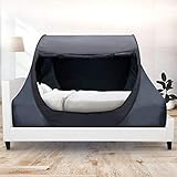 Winterial Indoor Privacy Bed Tent - Slip Over Mattress Pop Up Fort Bed Canopy, Great for Boys, Girls, Teens or Adults, Cozy Foldable Tent for Any Bedroom, Dorm Room or Shared Room (Twin)
