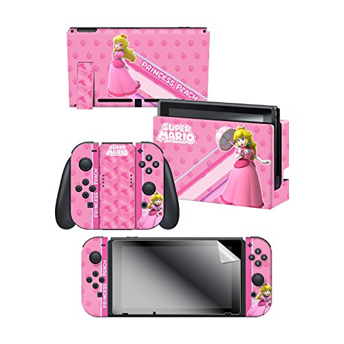 Controller Gear Nintendo Switch Skin & Screen Protector Set, Officially Licensed By Nintendo - Super Mario "Princess Peach" - Nintendo Switch