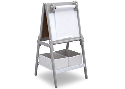 Book Cover Delta Children MySize Kids Double-Sided Storage Easel -Ideal for Arts & Crafts, Drawing, Homeschooling and More - Greenguard Gold Certified, Grey