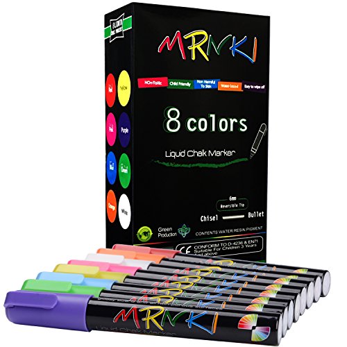 MRNKI Liquid Chalk Markers 8 Color Branch Erasable Chalk Marker for Kids with Smooth Boards and More