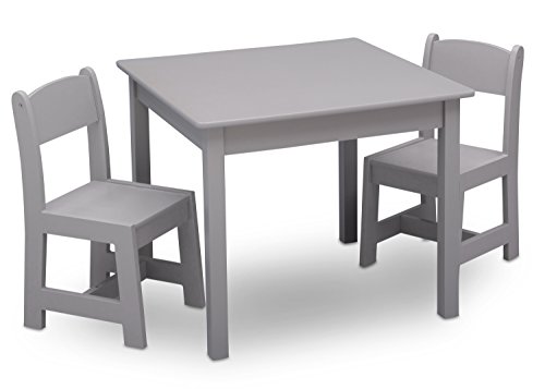 Book Cover Delta Children MySize Kids Wood Table and Chair Set (2 Chairs Included) - Ideal for Arts & Crafts, Snack Time, Homeschooling, Homework & More, Grey