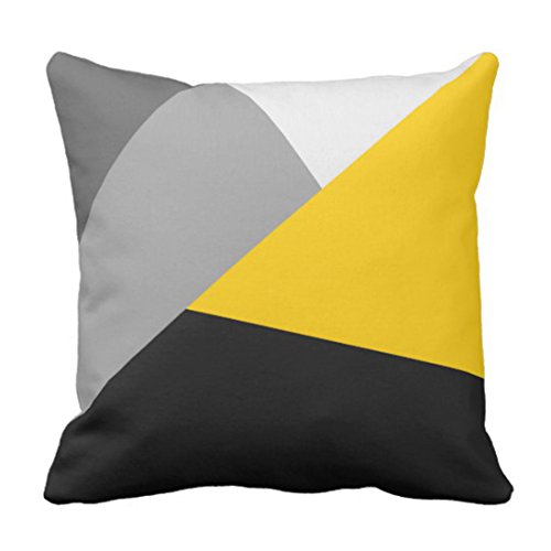 Book Cover Emvency Throw Pillow Cover Contemporary Simple Modern Gray Yellow and Black Geometric Decorative Pillow Case Home Decor Square 20 x 20 Inch Pillowcase