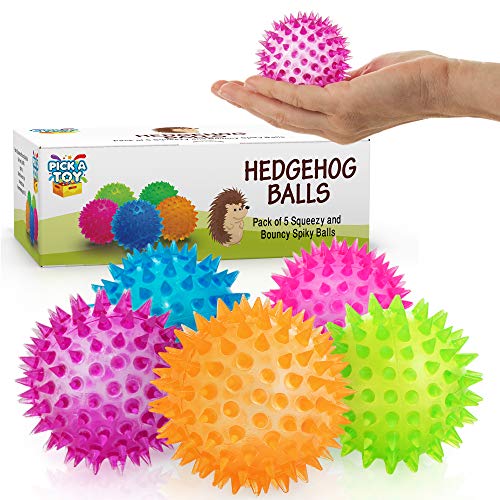 Book Cover Squishy Stress Relief Sensory Toys Fidget Spiky Ball 5 - Pcs Set â€“ Eco-Friendly Squeezy Antistress Toy Balls for Men, Women, Adults, Teens & Children â€“Ideal for People with OCD, ADHD, ADD & Autism