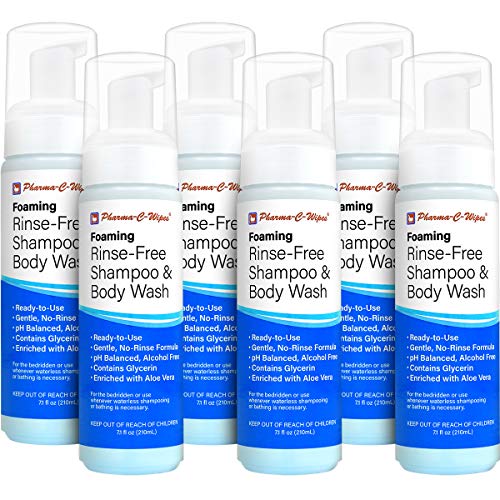 Book Cover Foaming Rinse Free Shampoo & Body Wash; Case of 6 Bottles = Best Value; Hospital Tested, Gentle No-Rinse Shampoo Formula Leaves Hair Fresh & Clean