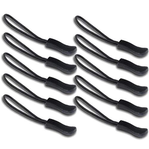 50pcs Zipper Pulls Durable Zipper Tab Nylon Cord Pulls Zipper Tag Zipper Extension Replacement for Backpack , Luggage , Purses, Handbags or Jackets (Black)