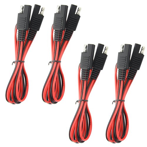 WGCD 4 PCS SAE to SAE Extension Cable Quick Disconnect Wire Harness SAE Connector 3 Feet, 18 Gauge (4 PCS 3Ft)
