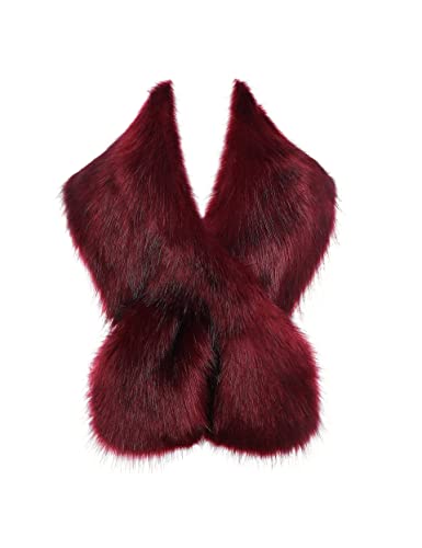 BABEYOND Women's Faux Fur Shawl Party Faux Fur Collar Fur Wraps for Winter Bridal Wedding Cover Up